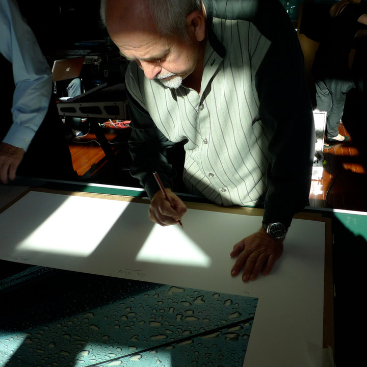 Peter Gabriel signing prints