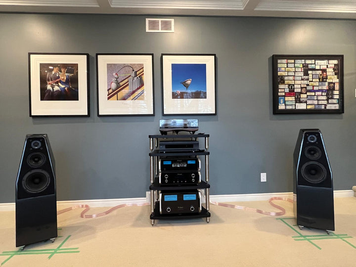 Photo of Storm THorgerson prints in client's music room