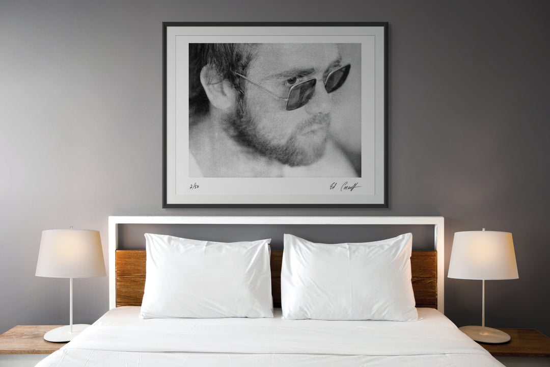 Scale photo of Elton John Hotcakes limited edition print by Ed Caraeff