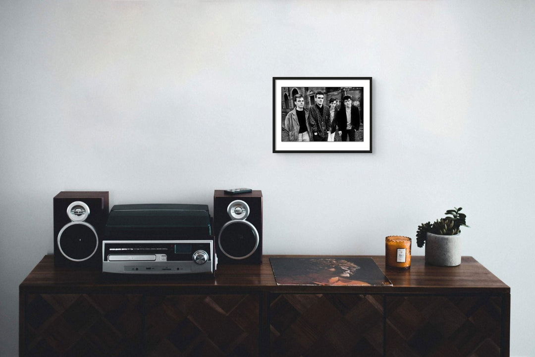 Framed photo of The Smiths in front of Salford Lads Club for The Queen Is Dead album cover